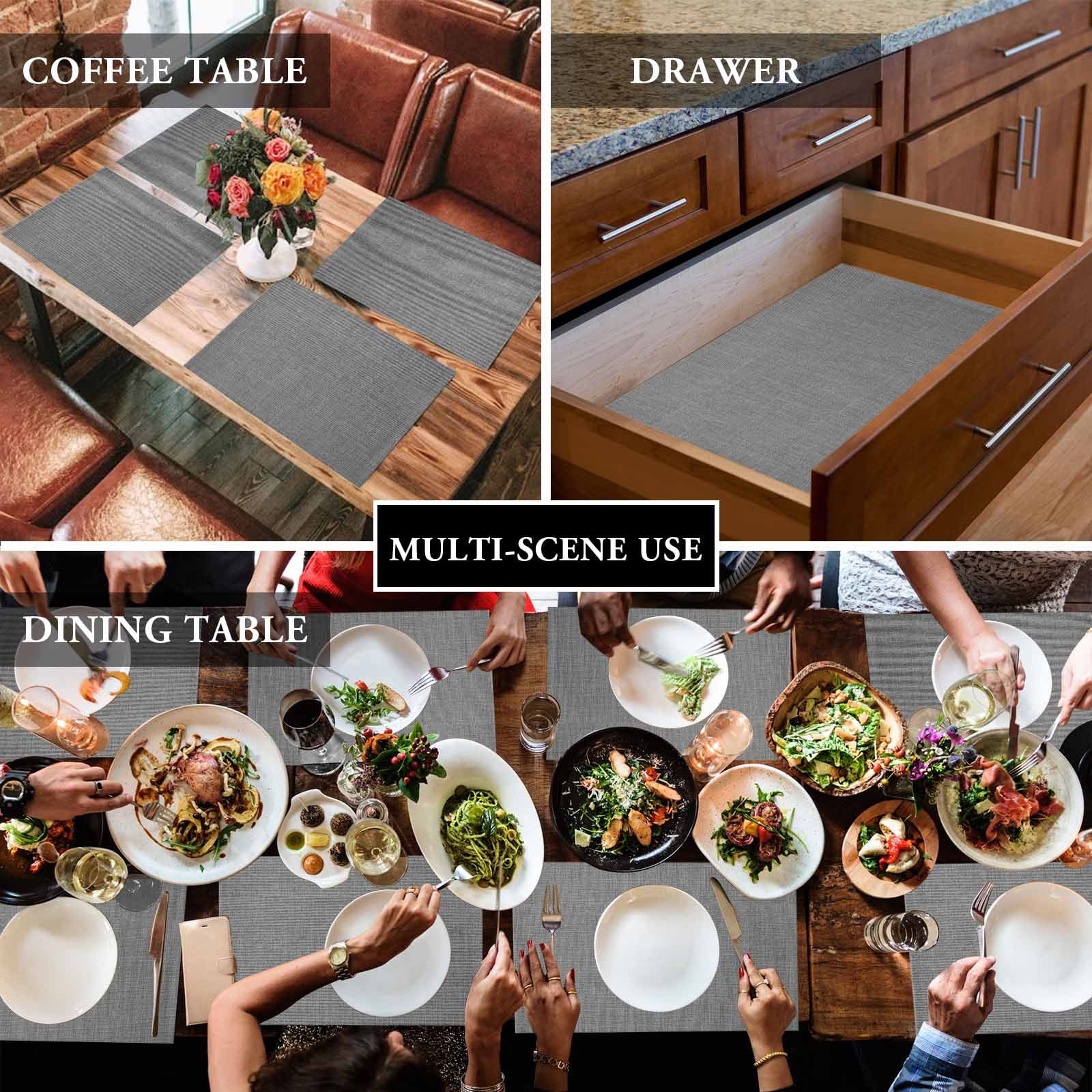 Placemats Set of 4, Grey Linen Placemats Set of 4, Farmhouse Pure Color Tablemats Washable Placemat Table Decoration for Kitchen Table Dinner Party Home Decor Indoor Outdoor 13x19 Inch