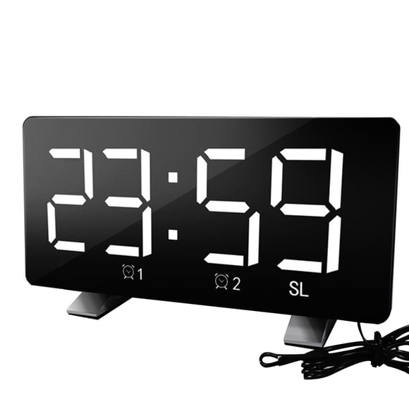 Reloj de mesa digital Radio FM Modo de repetición Dormitorio Hotel Pantalla LED Reloj despertador con puerto USB, Pantalla blanca seitruly EL3017-01B