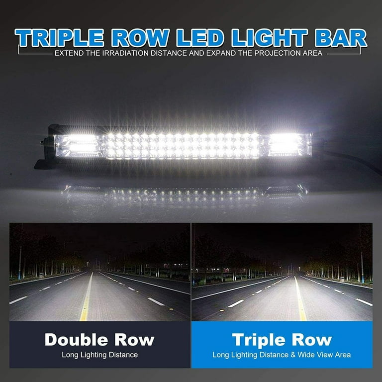SKYWORLD Triple Row 20 Inch 288W 10-30V LED Light Bar IP67 Waterproof Off Road Led Bar Flood Spot Combo Beam For Truck ATV 4x4 + 2 X 18W 4 Inch Spot LED