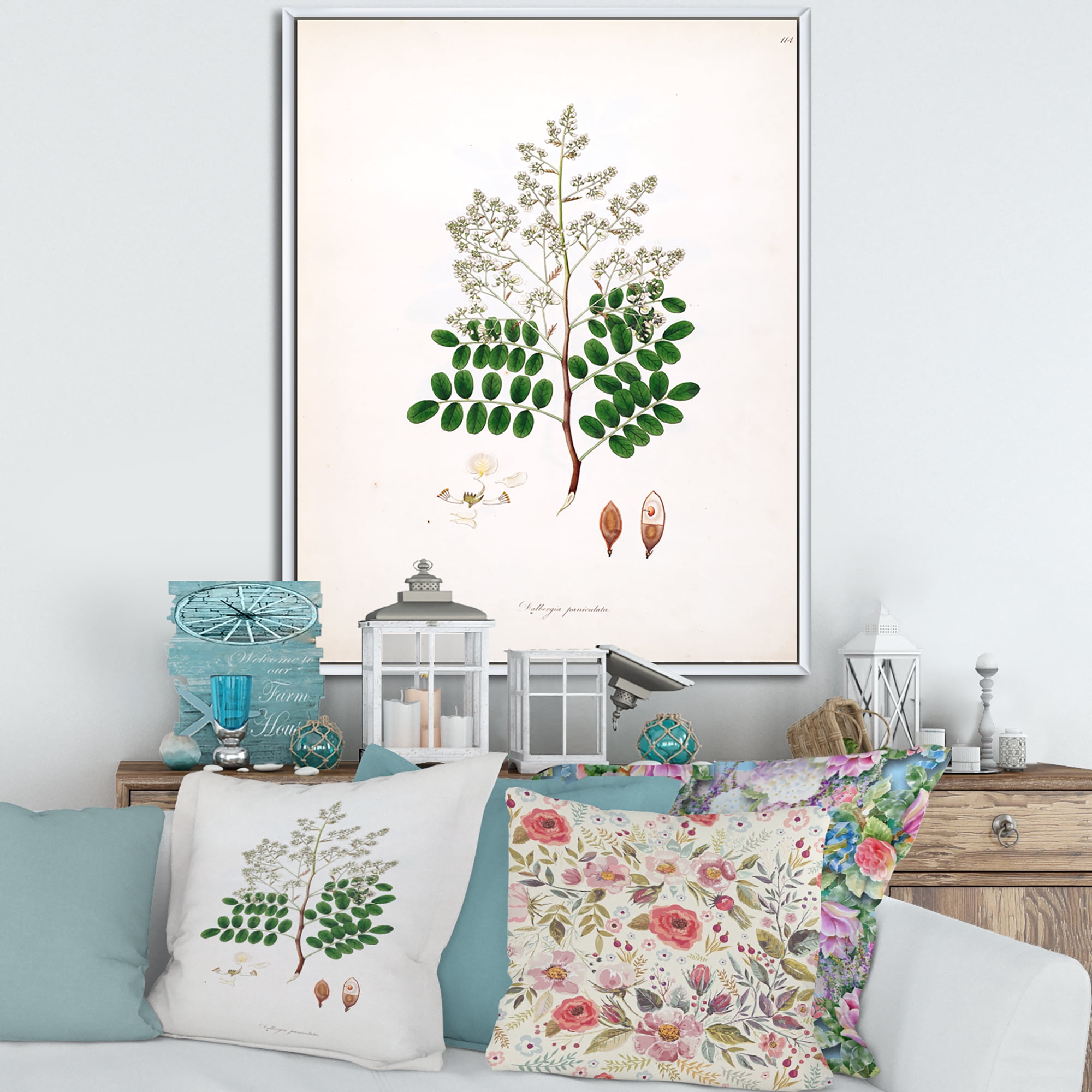 Ancient Botanicals XII 30 in x 40 in Framed Painting Canvas Art Print, by Designart