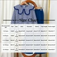 thumbnail image 2 of Owordtank Girls Trendy Casual Sweatsuit: 2-Piece Striped Print Collar Pullover Sweatshirt & Flare Pants, Fall Winter School & Play Outfit, 2 of 5