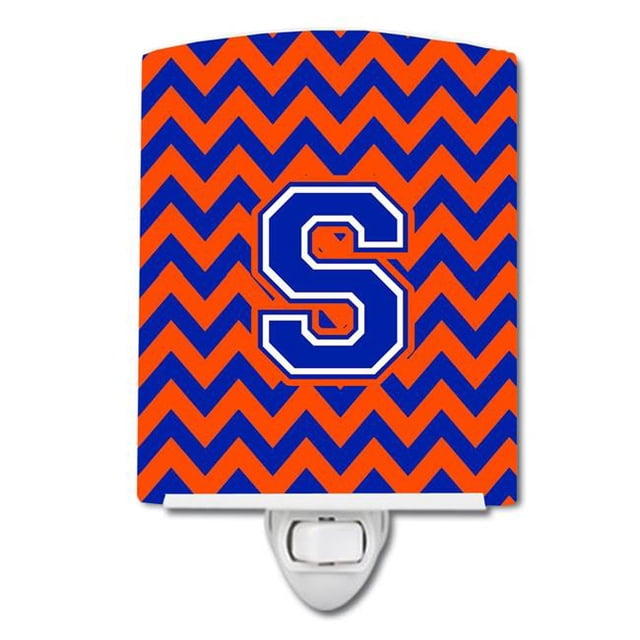 Carolines Treasures CJ1044-SCNL Letter S Chevron Orange & Blue Ceramic Night Light