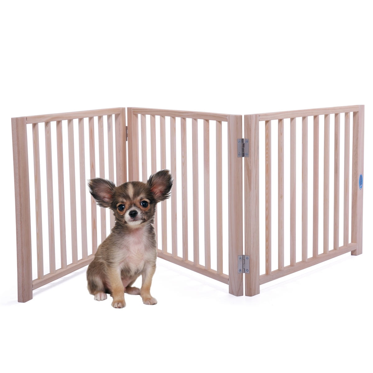 Coziwow 3 Panel Freestanding Wooden Pet Gate 17.5" H Folding Solid Wood