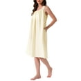 thumbnail image 4 of INSPIRAR CHIC Vestido de pijama sin mangas para mujeres, camisón suave, ropa de dormir Miidi, camisones amarillos XS, 4 of 6