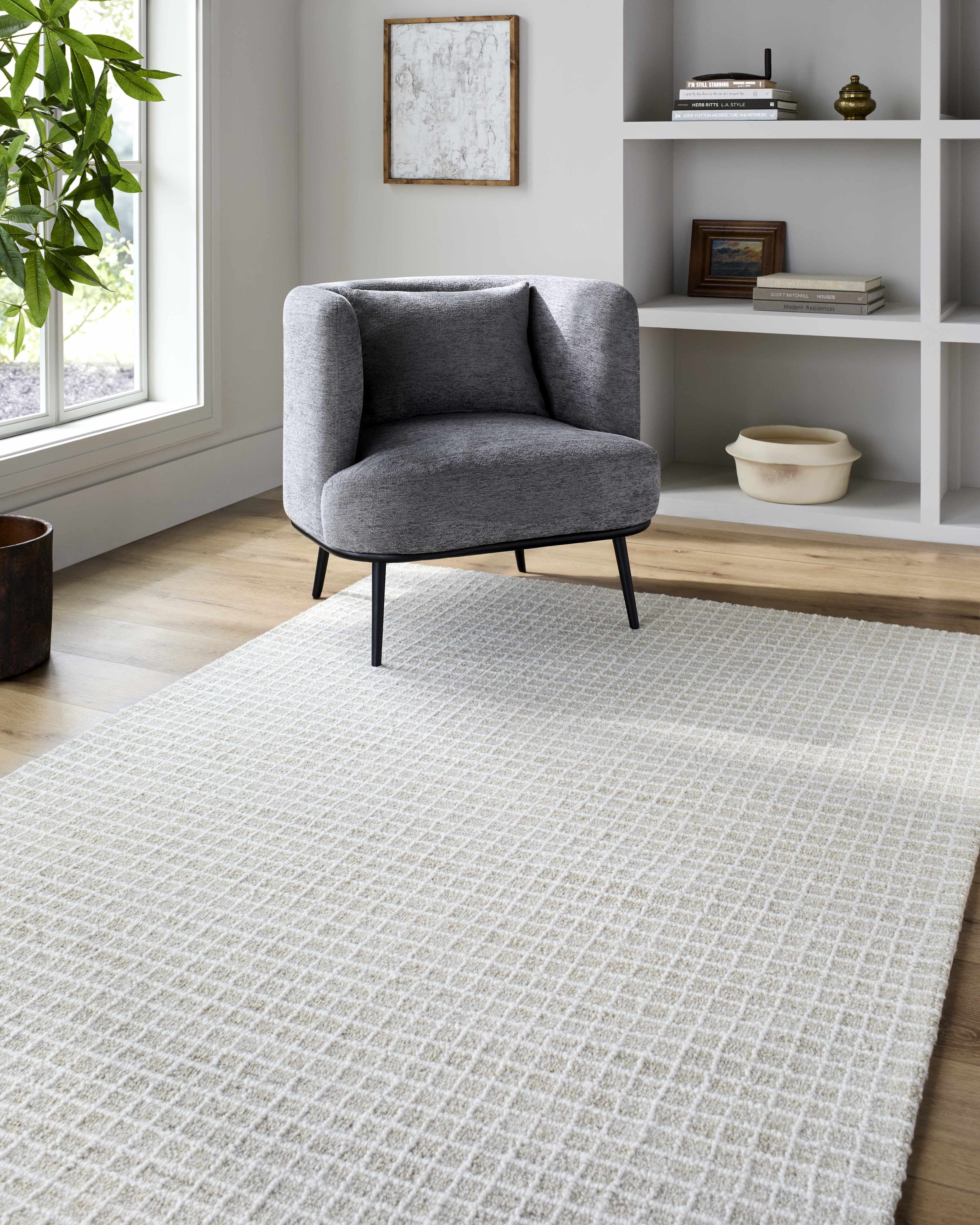 Hauteloom Anahid Wool Living Room, Bedroom Area Rug - Contemporary - Bone, Off White - 10' x 14'