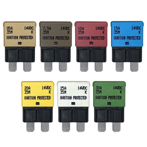 Auto Reset ATC/ATO Multipack 5A, 7.5A, 10A, 15A, 20A, 25A, 30A Circuit Breaker Fuse for Automotive Marine RV Car Truck Audio Battery Protection Automatic Reset | Low Profile (Multi Pack)