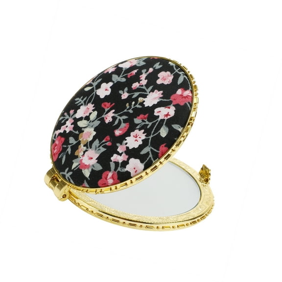 Vocoste Compact Mirror for Purses Flower Pocket Mirror Round Mini Mirror Floral Small Mirror for Purse Black