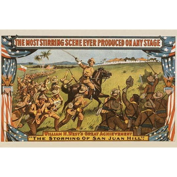 Stage play of Roosevelt Leading charge up San Juan Hill- Fine Art Canvas Print (20" x 30")