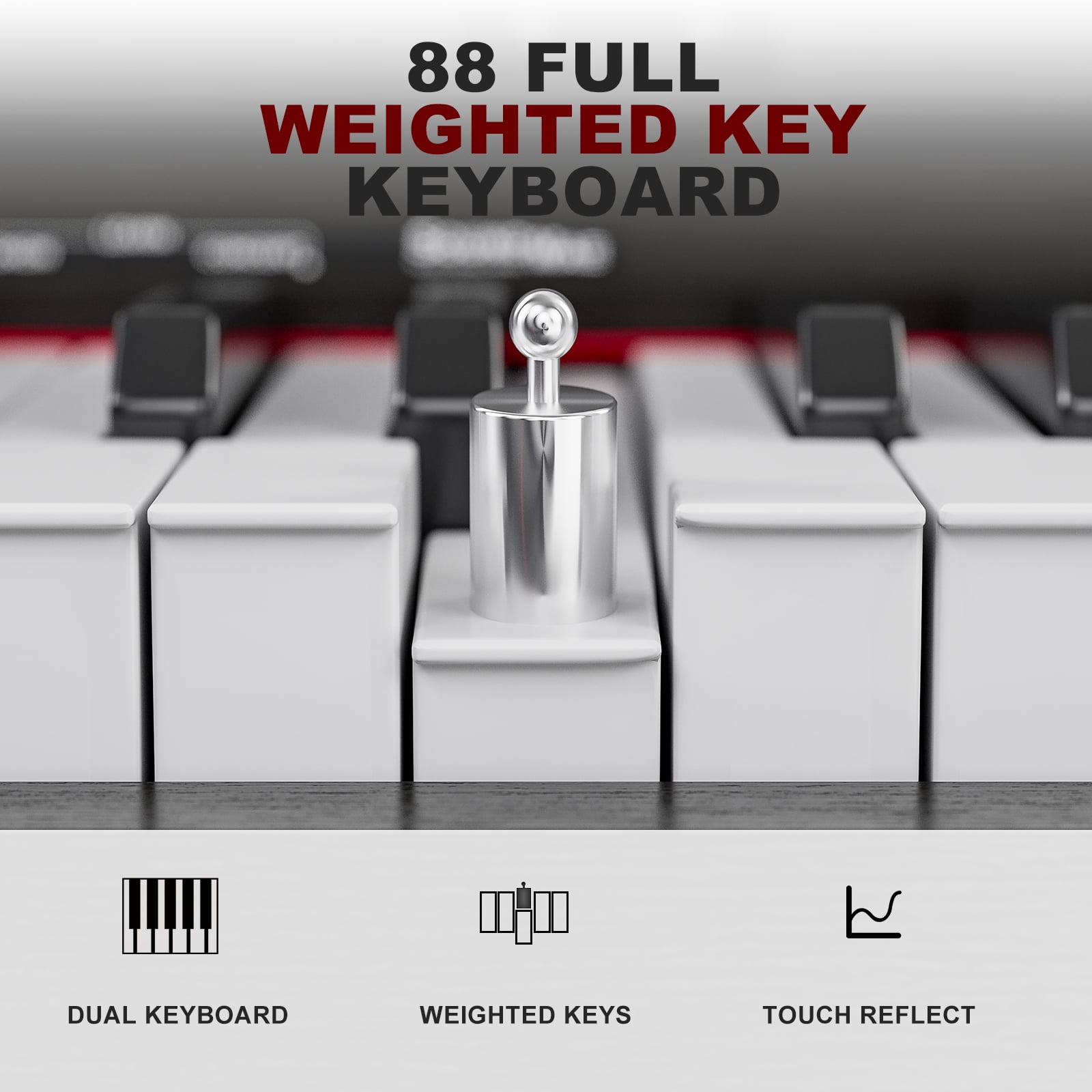 UMOMO 88 Weighted Key Digital Piano Keyboard with Piano Bench, Full Size Electric Piano with Piano Stand, Headphone Jack, 3 Pedal, Electronic Piano for Beginner, Adults, Black