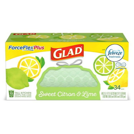 Glad 6008962 ForceFlex Plus 13 gal Kitchen Trash Bags Drawstring – Case ...