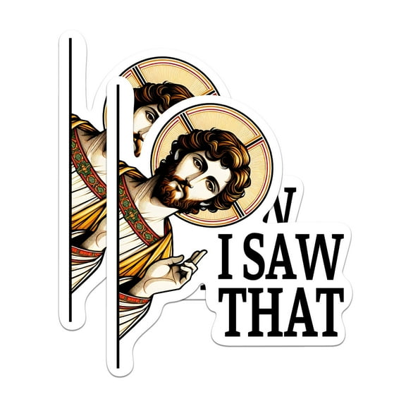 (2 Pack) I Saw That Magnets - Funny Jesus I Saw That - Jesus Humor Magnets - Jesus Gag Magnets - 5" On Longest Side - for Cars, Refrigerators, Toolboxes, Lockers- Made in USA - MAG0656