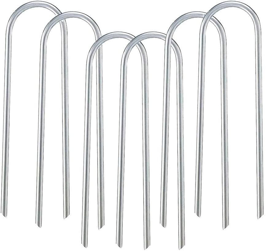 6Pcs Heavy Trampoline U-Shaped Metal Wind Stakes Goal Pegs Tent Ground Anchors 