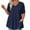 Navy, variant on HomeDM Short Sleeve Shirts for Women, V Neck Summer Loose Fit Solid Color Basic Tee with Pocket - Watermelon Red/L