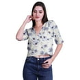 thumbnail image 2 of Moomaya Printed Cotton Top For Womens V-neck Crop Top Elbow Sleeve Summer Blouse T-shirt, 2 of 7