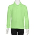 thumbnail image 5 of AKA Boys Wrinkle Free Polo Shirt Long Sleeve - Pique Chambray Collar Comfortable Quality Aqua 7, 5 of 20