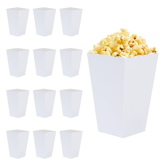 Uxcell 12 Pcs Popcorn Boxes, 2.8 Inch Popcorn Bucket Containers, Movie Night Supplies Paper Cups Holders for Cinema, White