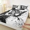 thumbnail image 3 of jejeloiu Gothic Moth Full Size Sheets,Vintage Damask Flowers Bed Sheets,Bohemian Theme Sheet Sets For Kids,Microfiber Bedroom Decor,4-Piece, 3 of 7