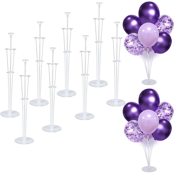 8 Set Balloon Stand Kit - Balloon Sticks With Base for Table Balloon Centerpiece Decorations for Birthday Graduation Gender Reveal Baby Shower Party Decorations