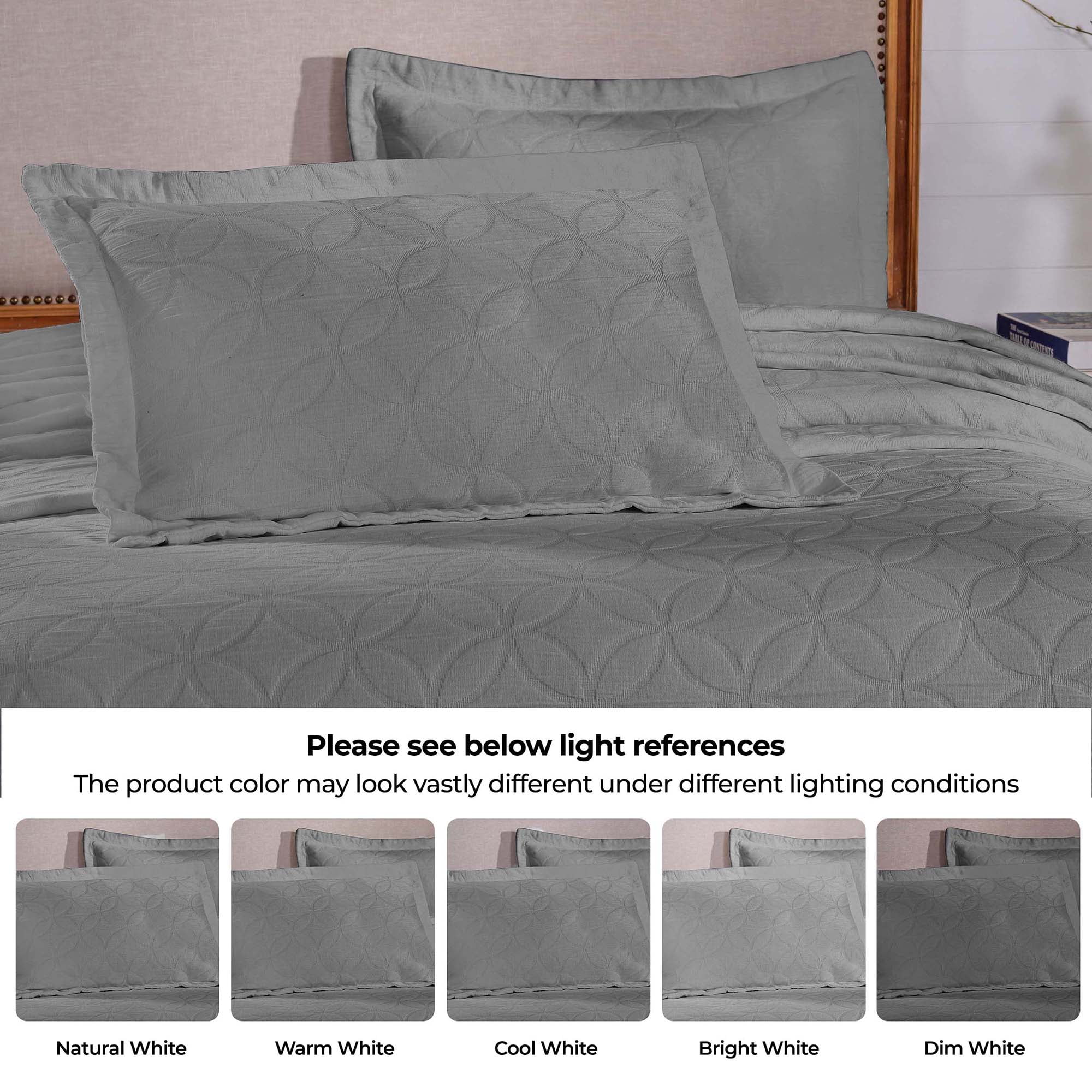 Superior 3-Piece Serenity Cotton Matelasse Gray Bedspread Set, King