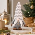 thumbnail image 5 of Christmas Faceless Gnome Plush Doll, Sitting Holiday Tabletop Decor with Tall Hat, Soft Fabric Figure for Shelf Window Display, Winter Home Accent, 5 of 5