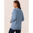 thumbnail image 4 of DARING DIVA Long Sleeve Lace V Neck Pullover Sweater Jumper Top M Blue, 4 of 5