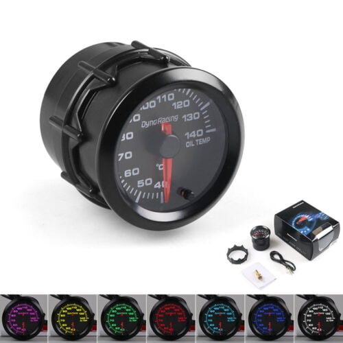 2" 52mm 7 Color LED Car Oil Temp Gauge 40-140℃ Oil Temperature Meter With Sensor