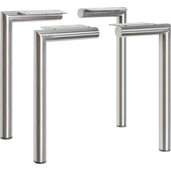 Set of 4 Heavy Duty Metal Furniture Legs – Modern Designer Legs for Sofa Tables, Coffee Tables, and DIY Projects (11-3/4"H_Brushed Nickel)