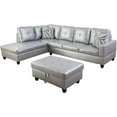 thumbnail image 2 of Lifestyle Furniture Biscuits Right-Facing Sectional & Ottoman in Silver/White, 2 of 5