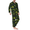 thumbnail image 2 of Fotbe Green Branch Olive Pijama de Hombre con Estampado de Manga Larga, Conjunto de 2 Piezas, Ropa de Dormir Suave y Cómoda con Bolsillos-Medium, 2 of 7