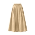 thumbnail image 5 of Lnmiateer Elastic High Waist A Line Midi Skirt for Women Flowy Pleated Swing Design with Side Pockets Boho Casual Summer Beach Vacation Daily Outfit, 5 of 5