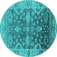 thumbnail image 1 of Ahgly Company Machine Washable Indoor Round Oriental Turquoise Blue Industrial Area Rugs, 6' Round, 1 of 4