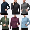 thumbnail image 4 of Women Sport Jacket Turtleneck Slim Fit Full Zip Pockets Quick Dry Outdoor Running Track Jackets, 4 of 8