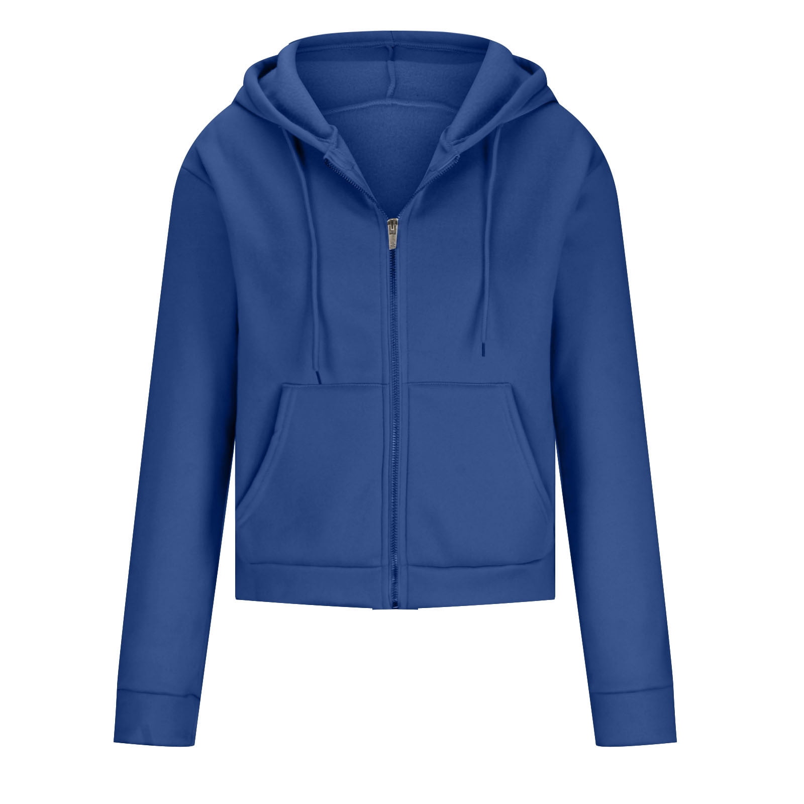 fartey Women Fleece Lined Crop Hoodies Warm Zip Up Long Sleeve Cozy Jacket Top Casual Solid Color Trendy Hooded Sweatshirt Outwear