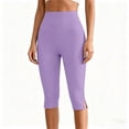 thumbnail image 3 of Diufon Capri Leggings for Women High Waisted Side Slit Stretch Cropped Pants Summer Casual Capris Yoga Pant, 3 of 8