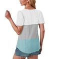 thumbnail image 3 of MaFYtyTPR Top Shirt Women's Color Blocked Round Neck Sleeve Short Sleeved T-shirt Light Blue XXXL, 3 of 4