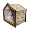 thumbnail image 1 of Colorful Pet House, Sixties Inspired Colorful Flowers Hippie Motifs Flourishing Nature Illustration, Outdoor & Indoor Portable Dog Kennel with Pillow and Cover, 5 Sizes, Multicolor, by Ambesonne, 1 of 5
