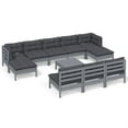 thumbnail image 3 of vidaXL 11 Piece Patio Lounge Set with Cushions Gray Pinewood, 3 of 4
