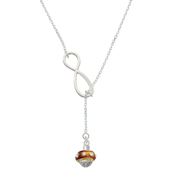 Delight Jewelry Goldtone Translucent Brown with Crystals Spinner Silver tone Elegant Infinity Lariat Necklace