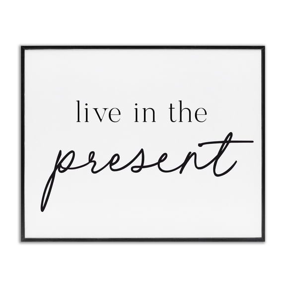 Live In The Present Black Framed Giclee Art, design by Lettered and Lined