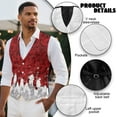thumbnail image 6 of Yuyamidu Snowflake Men's Formal Vest Red Rose Slim Fit Waistcoat for Wedding Prom Party Mens Suit Vest Christmas Tuxedo Vests Size XL, 6 of 7