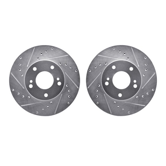 Dynamic Friction Company Front Brake Rotors-Drilled and Slotted-Silver 7002-67031