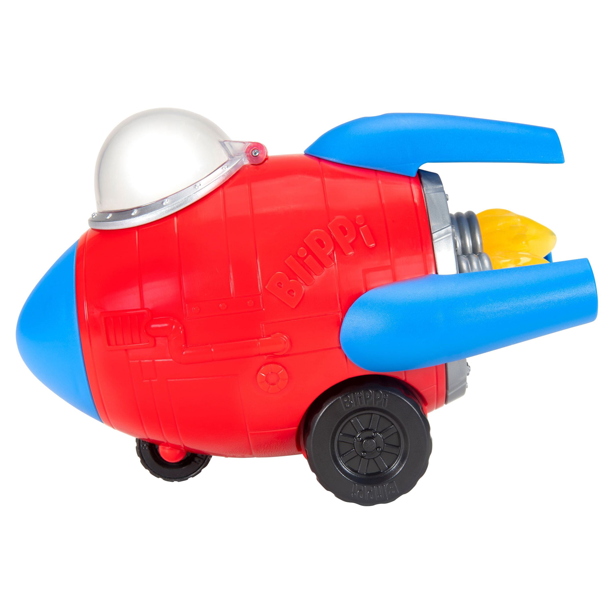 BLIPPI Rocket Ship Feature Vehicle with Blippi Figure, Free-Wheeling Toy, Plastic