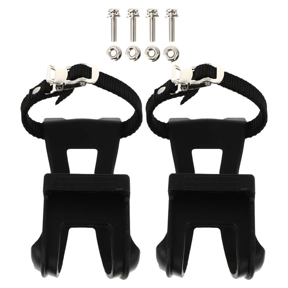 ELAYARD 1Set Black Replaceable Cycling Toe Cage Pedal Toe Clips with Adjustable Footrest Straps