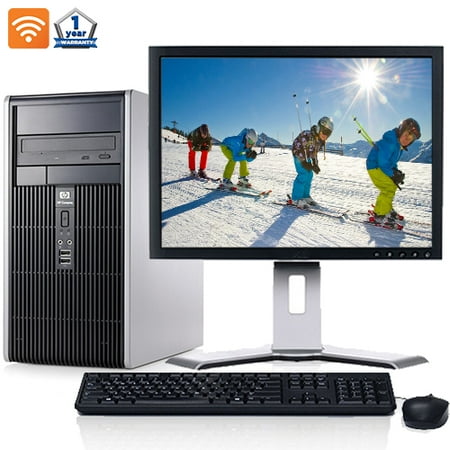 Computer Towers HP Desktop Computer Bundle with Intel Core 2 Duo Processor 4GB of RAM DVD 300Mps Wifi with a 17