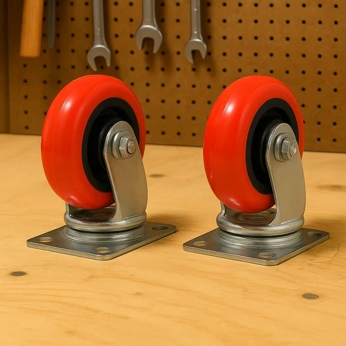2 Pack 5 Inch Fixed Caster Wheel  Extra Heavy Duty Smooth Rolling, Polyurethane