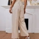thumbnail image 4 of Pantalones de piernas anchas para mujer, pantalones de color sólido con botones en la parte delantera, informales, holgados, para vacaciones, citas, trabajo, vida diaria, albaricoque S, 4 of 6