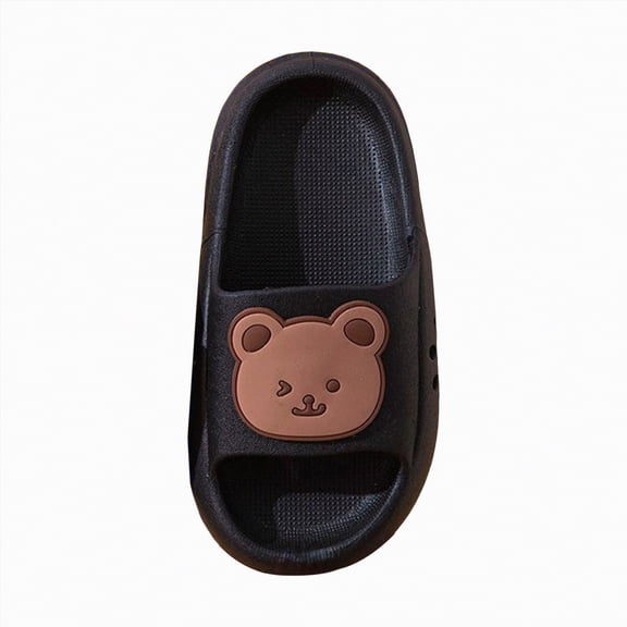 HCNTES Boys Girls Toddlers Shower Slippers Cute Open Toe Sandals Cushioned Thick Sole Beach Pool Shoes(Black,12)