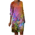 thumbnail image 2 of CEHVOM Robe Mi-Longue pour Femmes, Mode Décontractée, à Imprimé Floral, Ample, Grande Taille, à Col en V, 2 of 5