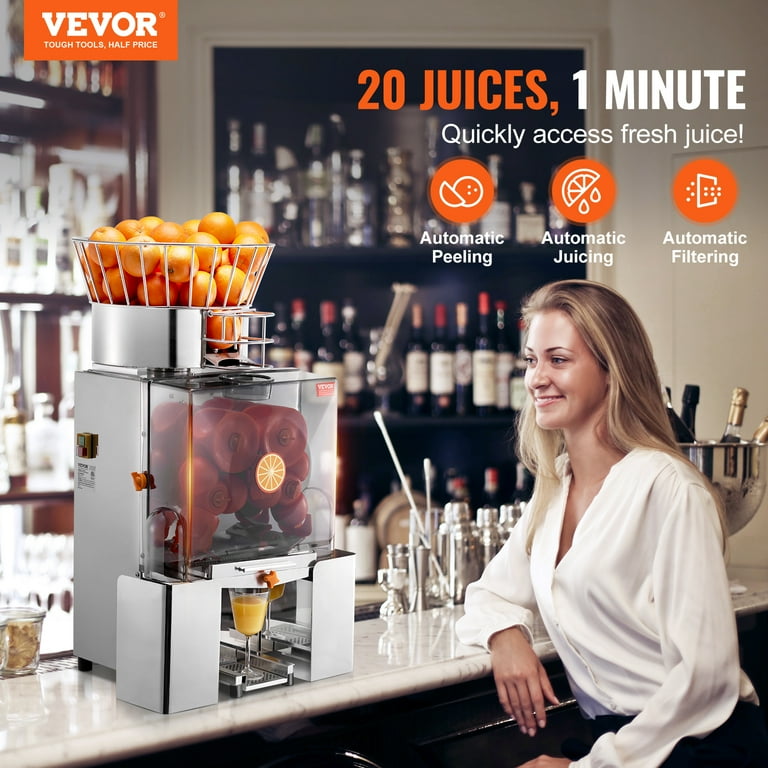 Free Shipping BENTISM 110V Commercial Orange Juicer Machine Automatic Feeding 120W 20 30 Oranges Per Minute Electric Citrus Juice Squeezer with Pull Out Filter Box Professional Kitchen Equipment Walma...