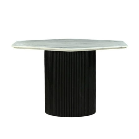 Modrest Rivas - Modern White Marble   Black Hex Dining Table